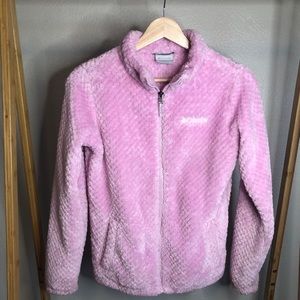 COLUMBIA YOUTH PINK FLEECE JACKET. EXCELLENT CONDITION. SIZE LARGE